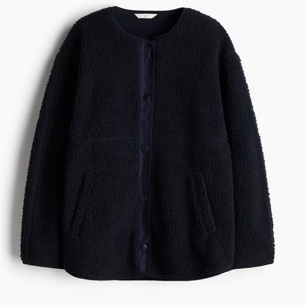 HM teddy feece Sherpa pile jacket navy